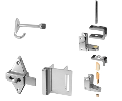 Partition Door Kit Inswing 1" Door & Post Chrome