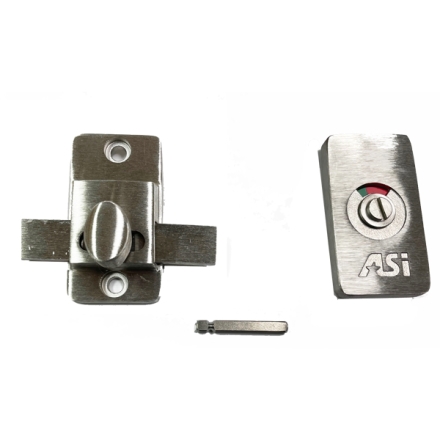 Stainless Steel global slide latch with indicator and emergency access.