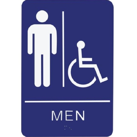 Mens Tactile Restroom Sign Blue