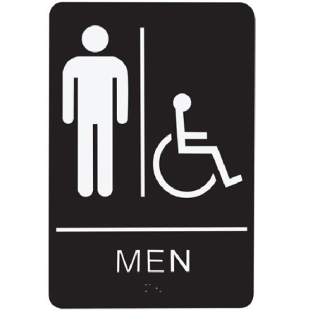 Mens Tactile Restroom Sign Black