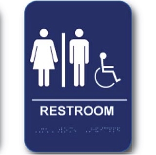Tactile Restroom Sign Blue