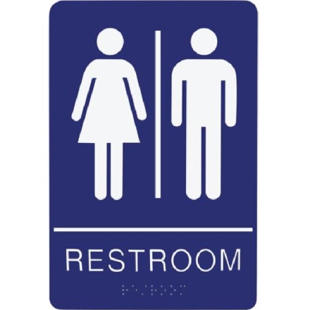 Mens/Womens Tactile Restroom Sign Blue