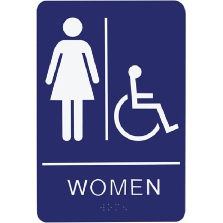 Womens Tactile Restroom Sign Blue