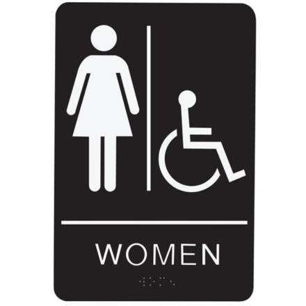 Womens Tactile Restroom Sign Black