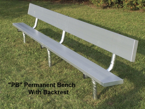 Permanent in Ground Aluminum Bench with Backrest