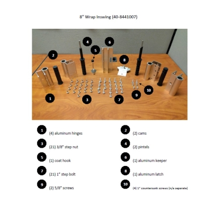 Global Partitions Solid Plastic 8" Wrap Door Kit Inswing
