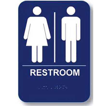 Mens/Womens Tactile Restroom Sign Blue