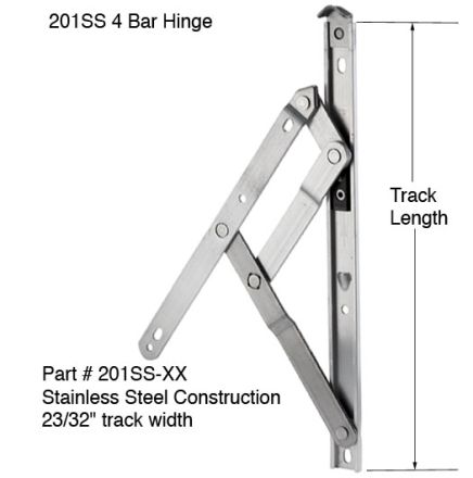 222SS 4 Bar Egress Window Hinge-16-1/8